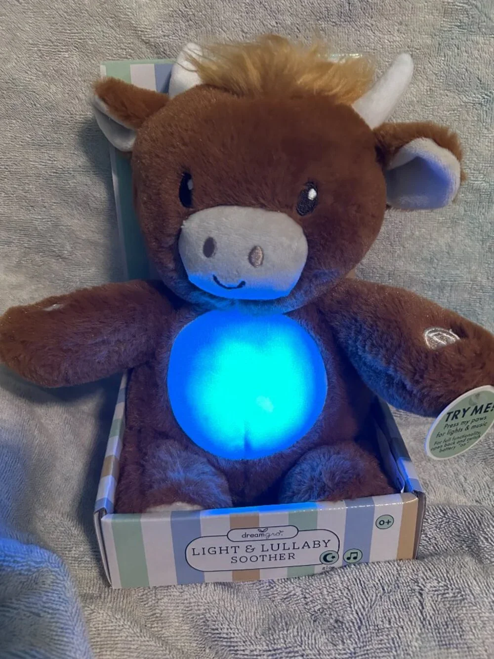 DreamGro Light & Lullaby Soother Brown Bull NWT
